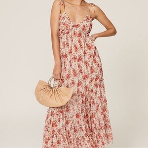 Misa Los Angeles Red and White Floral Maxi Dress